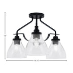Odyssey Three Light Semi-Flush Mount in Matte Black with 6.25" Clear Bubble Shade