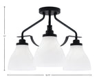 Odyssey Three Light Semi-Flush Mount in Matte Black with 6.25" White Marble Shade