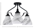 Odyssey Three Light Semi-Flush Mount in Matte Black with 6.25" Onyx Swirl Shade