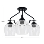 Odyssey Three Light Semi-Flush Mount in Matte Black with 6" Clear Bubble Shade
