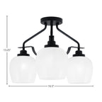 Odyssey Three Light Semi-Flush Mount in Matte Black with 6" White Marble Shade