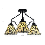 Odyssey Three Light Semi-Flush Mount in Matte Black with 7" Sandhill Art Glass Shade