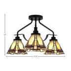 Odyssey Three Light Semi-Flush Mount in Matte Black with 7" Zion Art Glass Shade