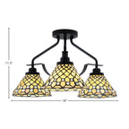 Odyssey Three Light Semi-Flush Mount in Matte Black with 7" Starlight Art Glass Shade