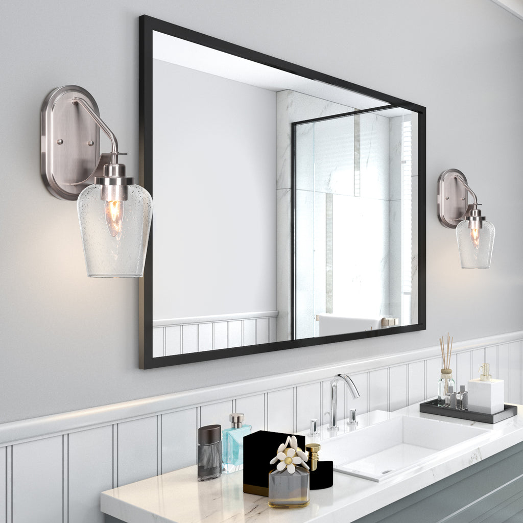 Odyssey One Light Wall Sconce in Brushed Nickel with 5" Clear Bubble Shade