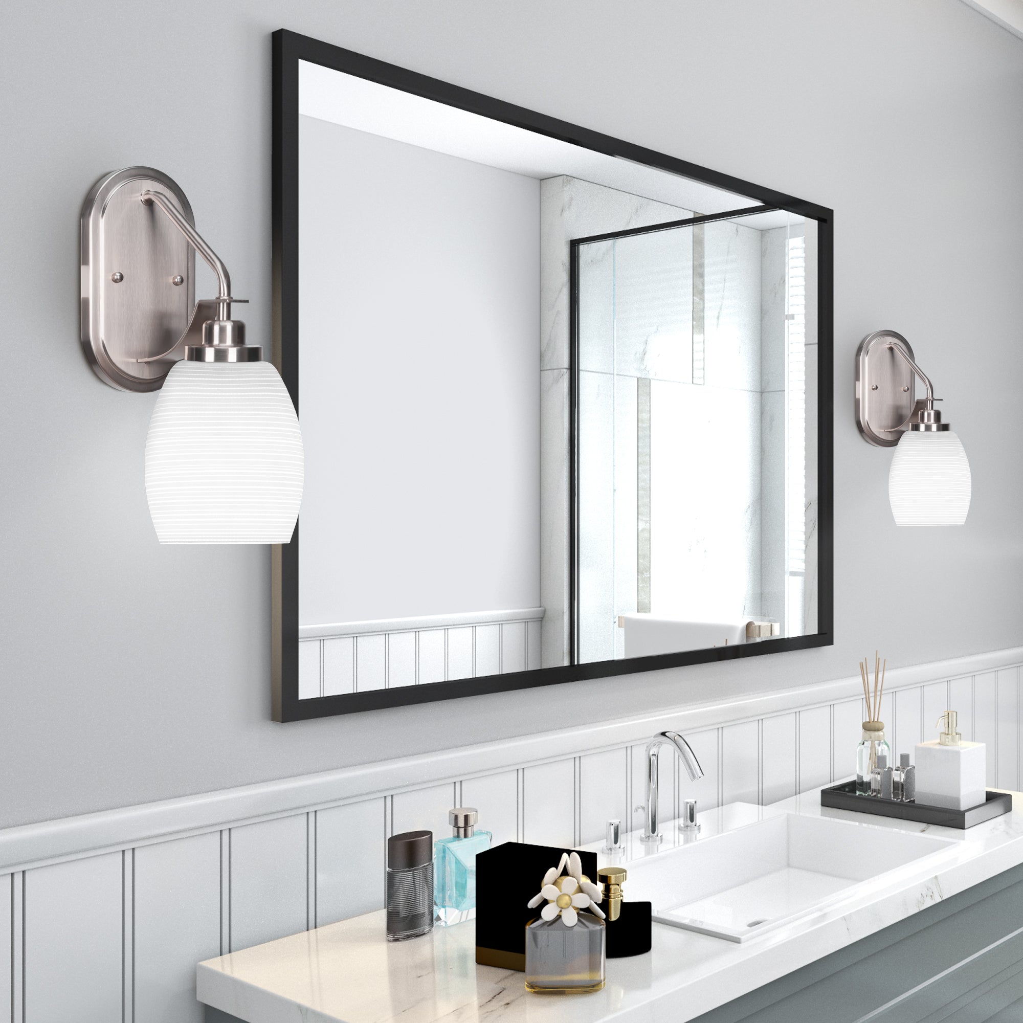 Odyssey One Light Wall Sconce in Brushed Nickel with 5" White Matrix Shade