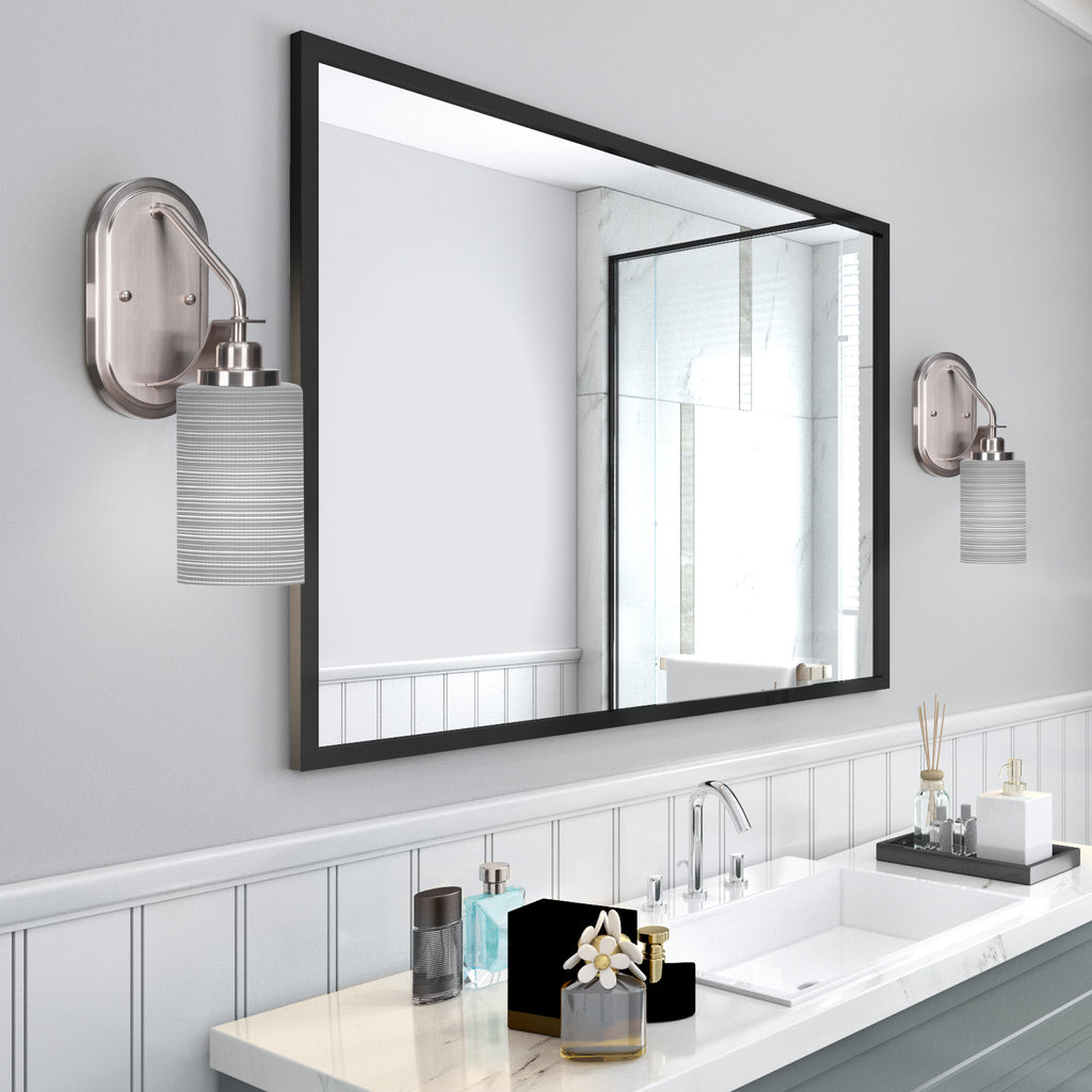 Odyssey One Light Wall Sconce in Brushed Nickel with 4" Gray Matrix Shade