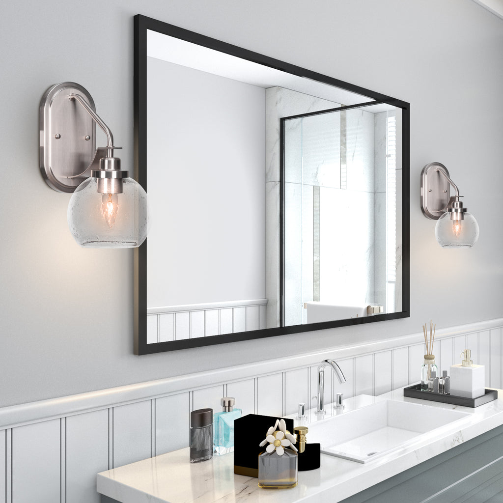 Odyssey One Light Wall Sconce in Brushed Nickel with 5.75" Clear Bubble Shade