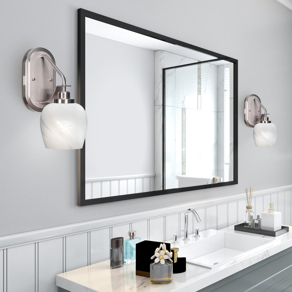 Odyssey One Light Wall Sconce in Brushed Nickel with 6" White Marble Shade