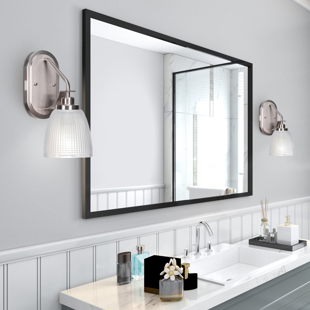 Odyssey One Light Wall Sconce in Brushed Nickel with 5" Clear Ribbed Shade