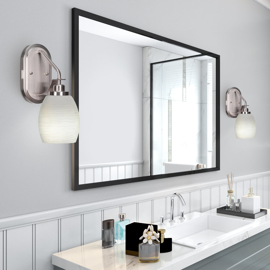 Odyssey One Light Wall Sconce in Brushed Nickel with 5" White Linen Shade