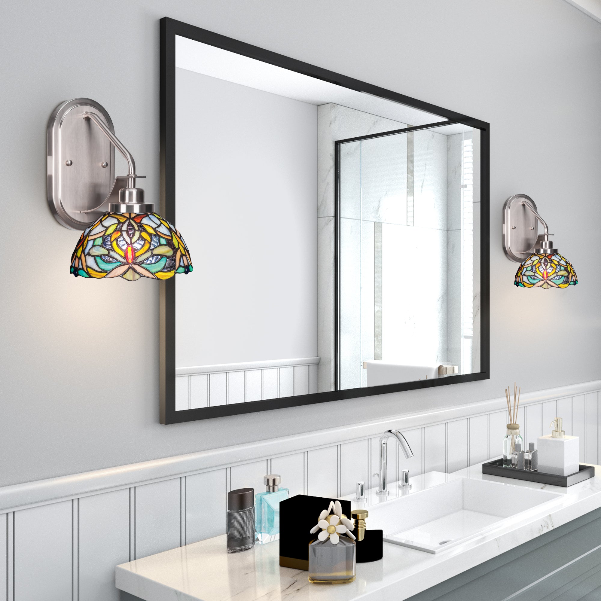 Odyssey One Light Wall Sconce in Brushed Nickel with 7" Kaleidoscope Art Glass Shade