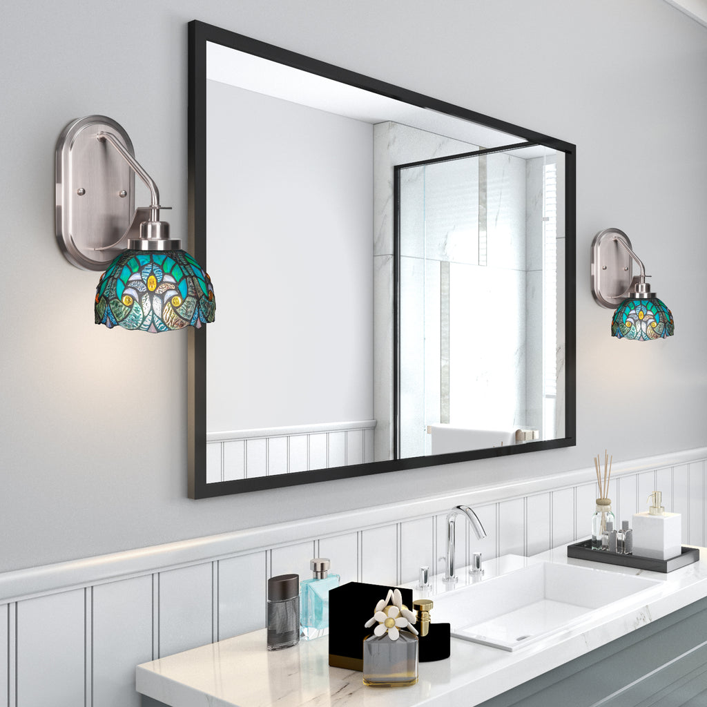 Odyssey One Light Wall Sconce in Brushed Nickel with 7" Turquoise Cypress Art Glass Shade
