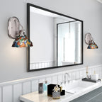 Odyssey One Light Wall Sconce in Brushed Nickel with 7" Blue Mosaic Art Glass Shade