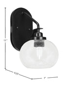 Odyssey One Light Wall Sconce in Matte Black with 7" Clear Bubble Shade