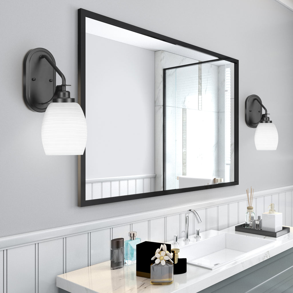 Odyssey One Light Wall Sconce in Matte Black with 5" White Matrix Shade