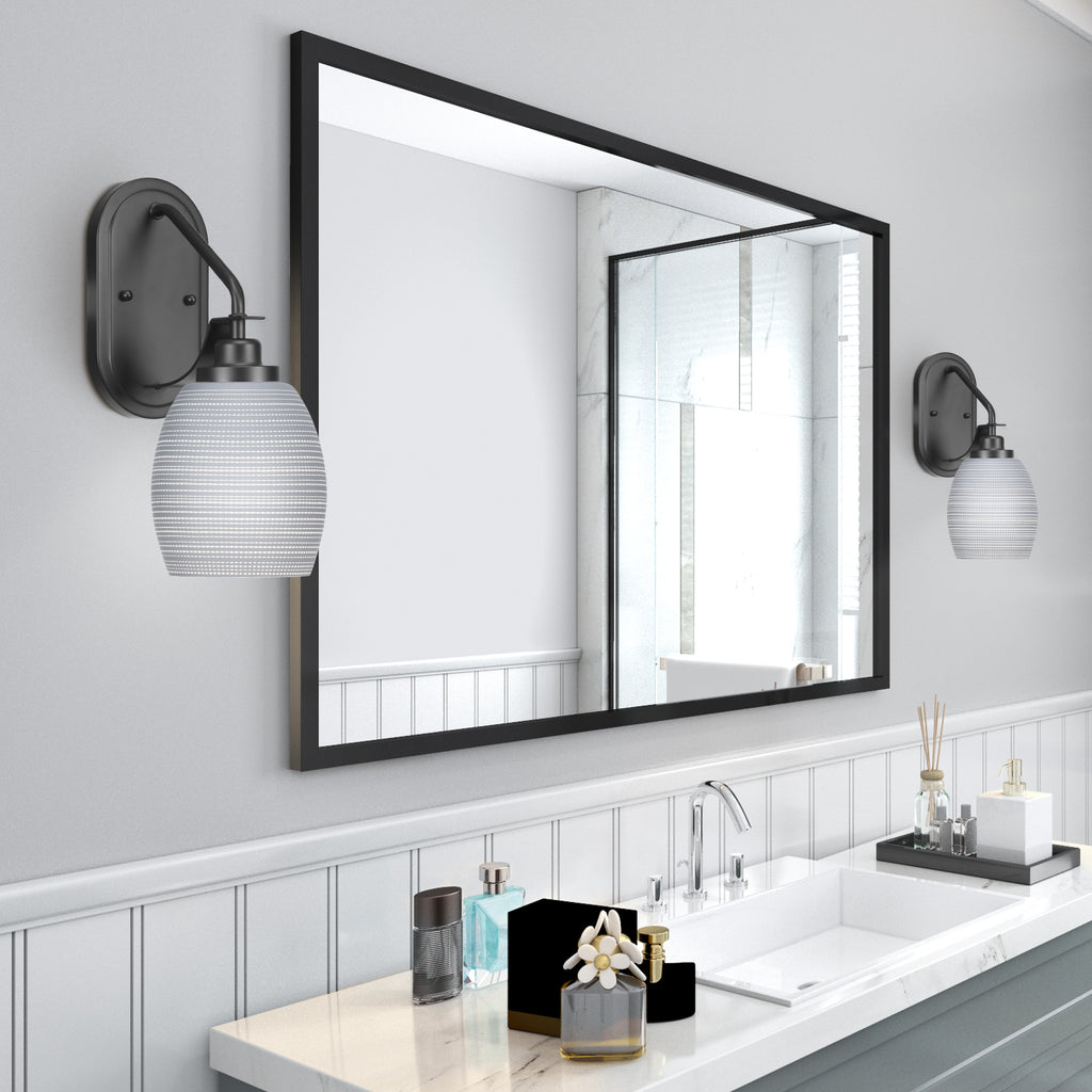 Odyssey One Light Wall Sconce in Matte Black with 5" Gray Matrix Shade