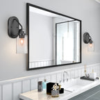 Odyssey One Light Wall Sconce in Matte Black with 4" Square Clear Bubble Shade