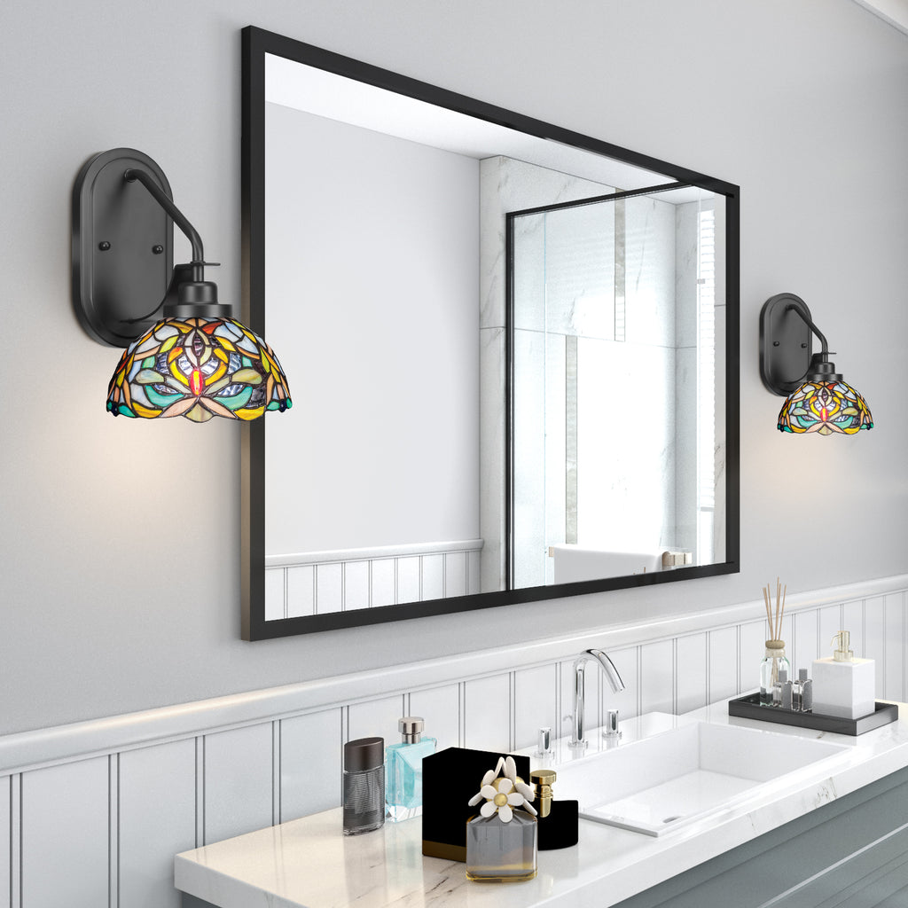 Odyssey One Light Wall Sconce in Matte Black with 7" Kaleidoscope Art Glass Shade
