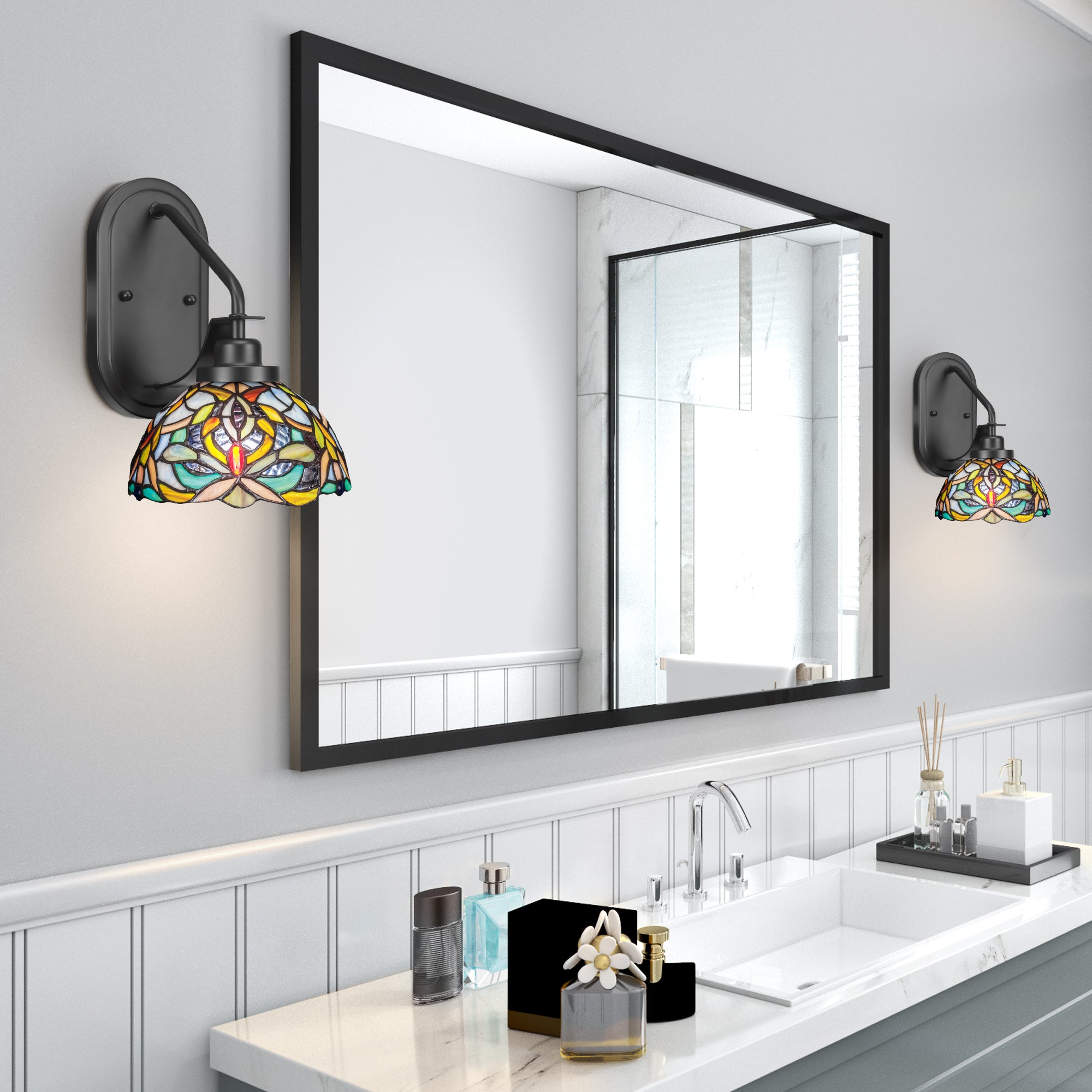 Odyssey One Light Wall Sconce in Matte Black with 7" Kaleidoscope Art Glass Shade