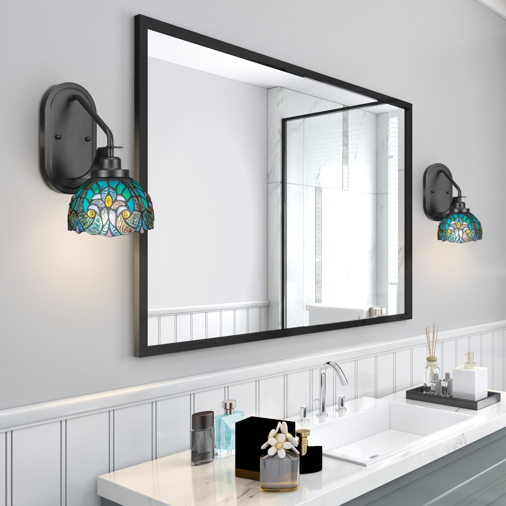 Odyssey One Light Wall Sconce in Matte Black with 7" Turquoise Cypress Art Glass Shade