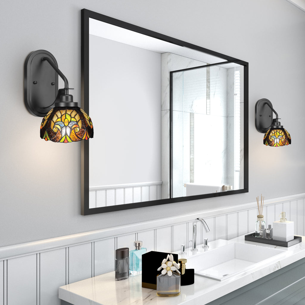 Odyssey One Light Wall Sconce in Matte Black with 7" Ivory Cypress Art Glass Shade