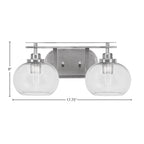 Odyssey Two Light Bath Bar in Brushed Nickel with 7" Clear Bubble Shade