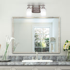 Odyssey Two Light Bath Bar in Brushed Nickel with 4" White Marble Shade