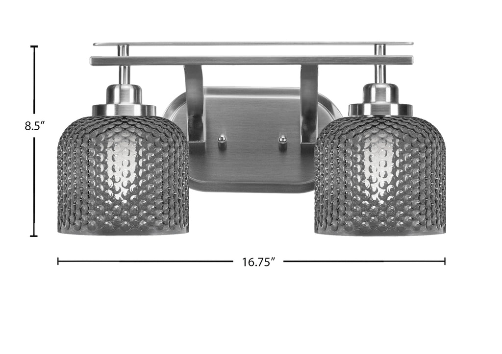 Odyssey Two Light Bath Bar in Brushed Nickel with Smoke Textured Shade