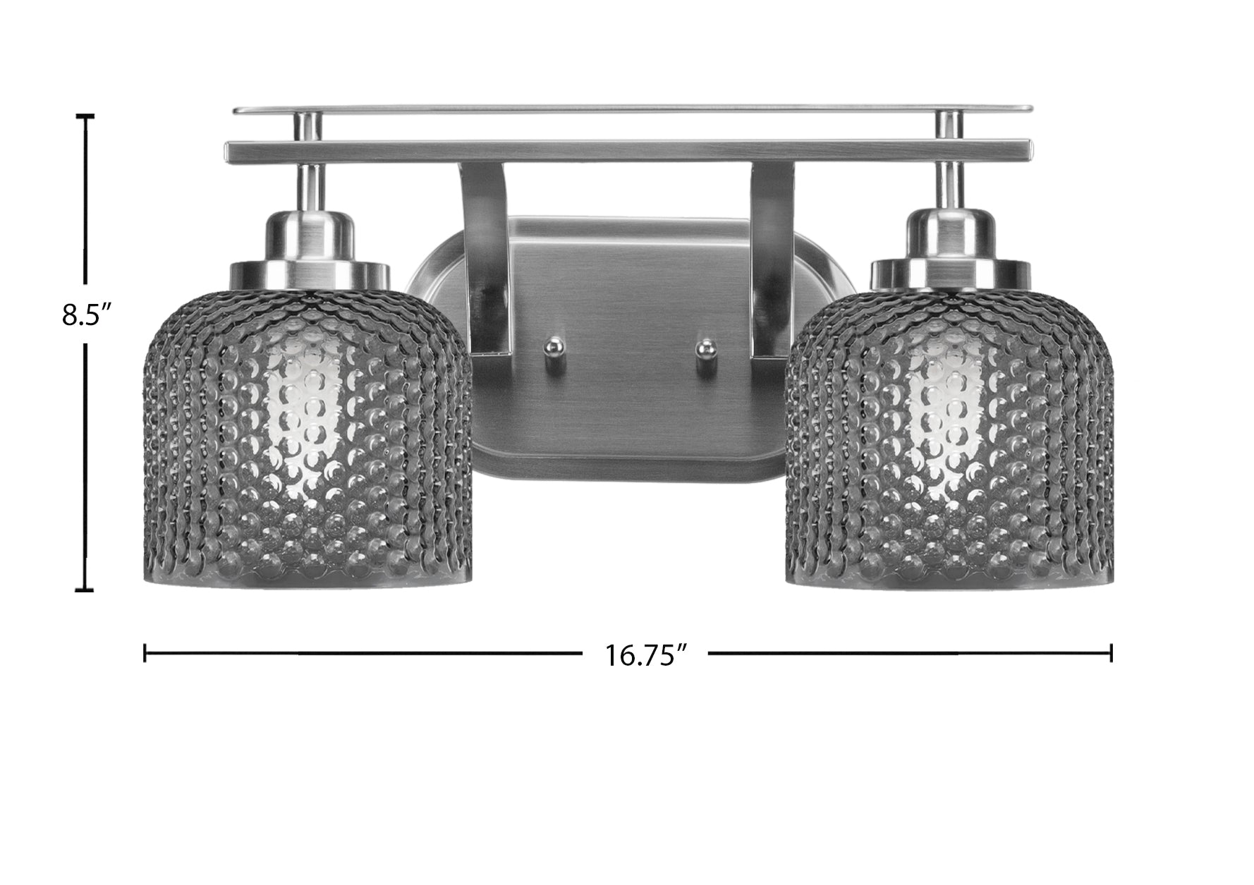 Odyssey Two Light Bath Bar in Brushed Nickel with Smoke Textured Shade