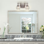 Odyssey Two Light Bath Bar in Brushed Nickel with 6" Clear Ribbed Shade