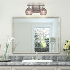 Odyssey Two Light Bath Bar in Brushed Nickel with 6" Smoke Ribbed Shade