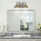 Odyssey Two Light Bath Bar in Brushed Nickel with 7" Kaleidoscope Art Glass Shade