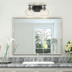 Odyssey Two Light Bath Bar in Matte Black with 7" Clear Bubble Shade