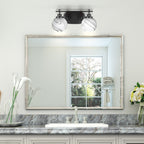Odyssey Two Light Bath Bar in Matte Black with 5.75" Onyx Swirl Shade