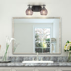 Odyssey Two Light Bath Bar in Matte Black with 6" Smoke Ribbed Shade