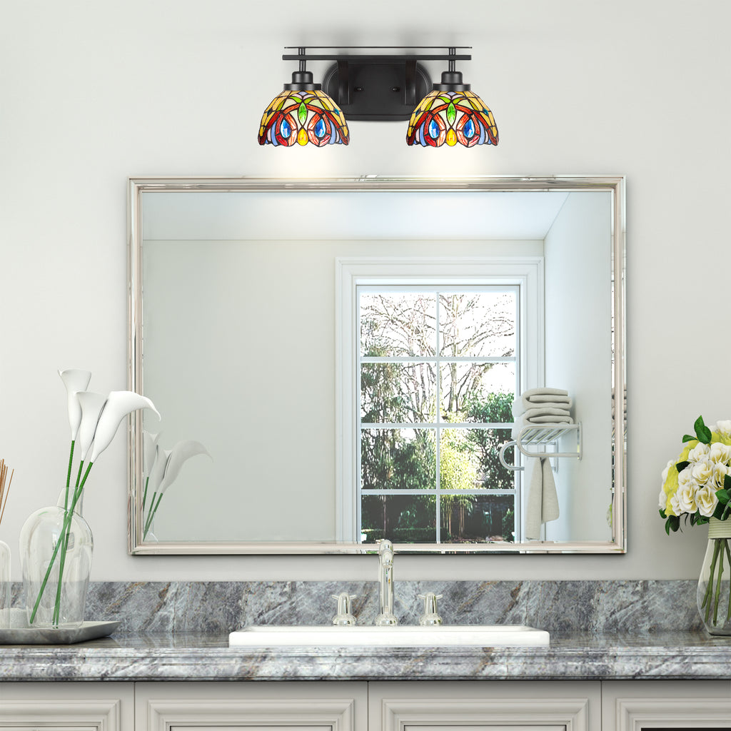 Odyssey Two Light Bath Bar in Matte Black with 7" Lynx Art Glass Shade