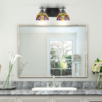 Odyssey Two Light Bath Bar in Matte Black with 7" Lynx Art Glass Shade