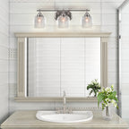 Odyssey Three Light Bath Bar in Brushed Nickel with 6" Clear Bubble Shade