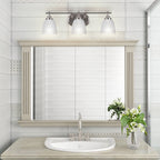 Odyssey Three Light Bath Bar in Brushed Nickel with 5" Clear Ribbed Shade
