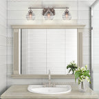 Odyssey Three Light Bath Bar in Brushed Nickel with 6" Clear Ribbed Shade