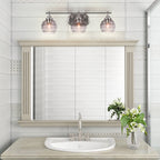 Odyssey Three Light Bath Bar in Brushed Nickel with 6" Smoke Ribbed Shade