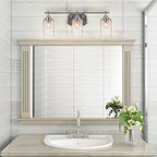 Odyssey Three Light Bath Bar in Brushed Nickel with 4" Square Clear Bubble Shade