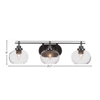 Odyssey Three Light Bath Bar in Matte Black with 7" Clear Bubble Shade