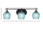 Odyssey Three Light Bath Bar in Matte Black with Turquoise Textured Shade