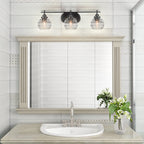 Odyssey Three Light Bath Bar in Matte Black with 6" Clear Ribbed Shade