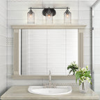Odyssey Three Light Bath Bar in Matte Black with 4" Square Clear Bubble Shade