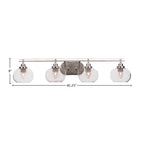 Odyssey Four Light Bath Bar in Brushed Nickel with 7" Clear Bubble Shade