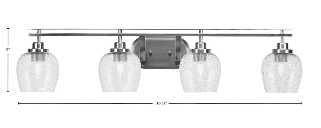 Odyssey Four Light Bath Bar in Matte Black with 6" Smoke Bubble Shade