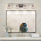 Odyssey Four Light Bath Bar in Brushed Nickel with 6" Clear Ribbed Shade